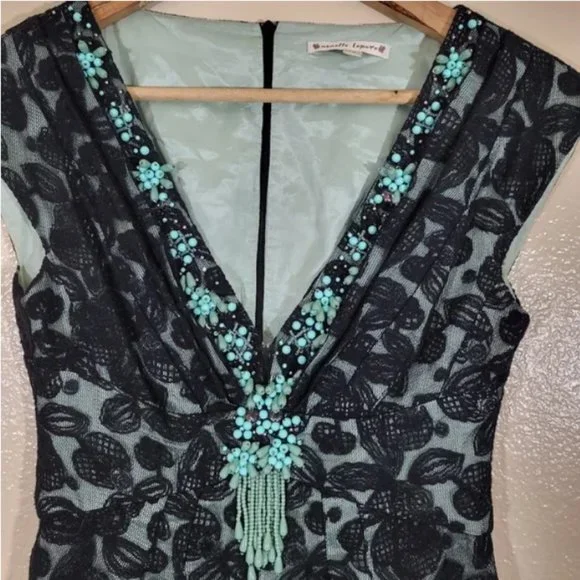 Nanette Lepore Lace Turquoise Beading Sheath Dress - Picture 4 of 9